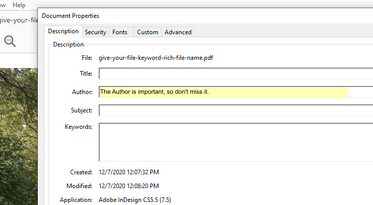Add author on your PDF file Add author on your PDF file
