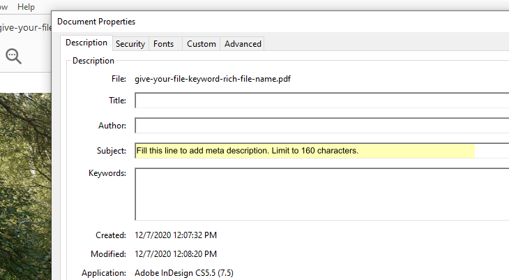 Add informative description to your PDF file Add informative description to your PDF file