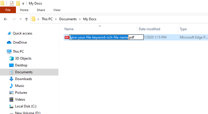 Give a proper name with keywords to your PDF file Give a proper name with keywords to your PDF file